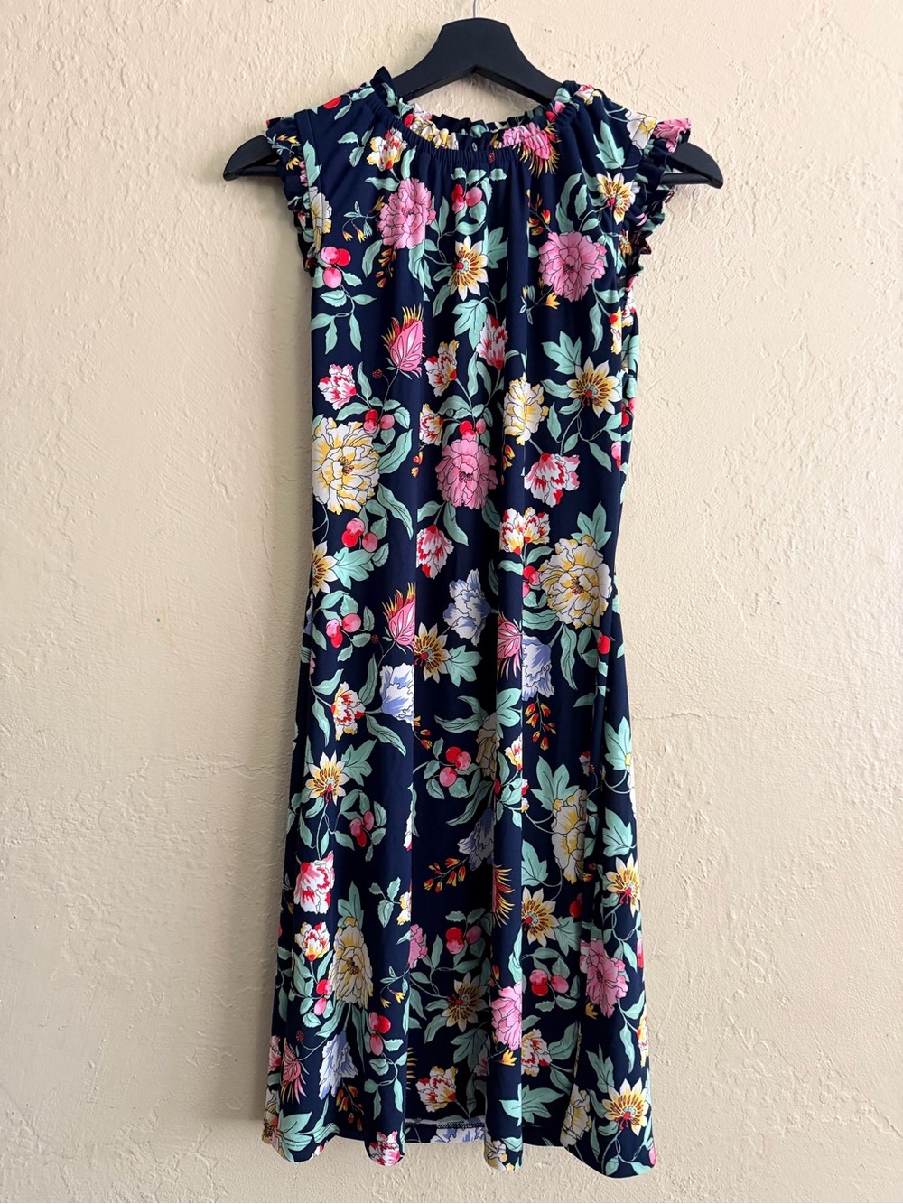 Tommy Hilfiger Navy Floral Dress with Pink & Yellow Accents